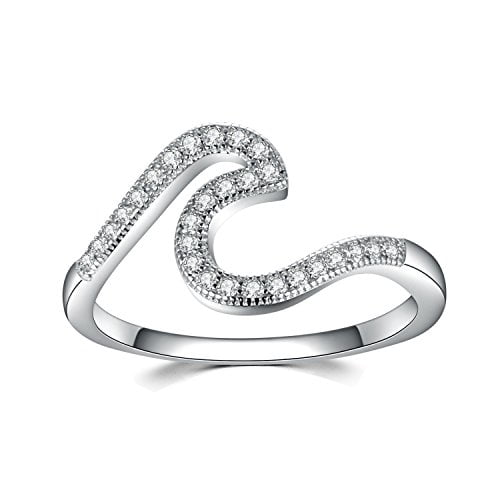 wave design ladies silver ring Silver ring unusual design